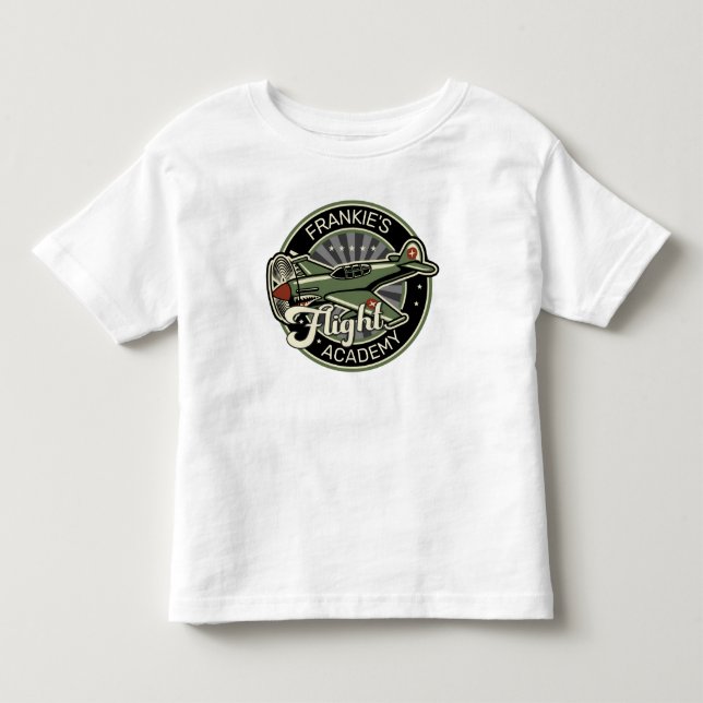 Custom NAME WWII Military Fighter War Plane Retro Toddler T-shirt (Front)
