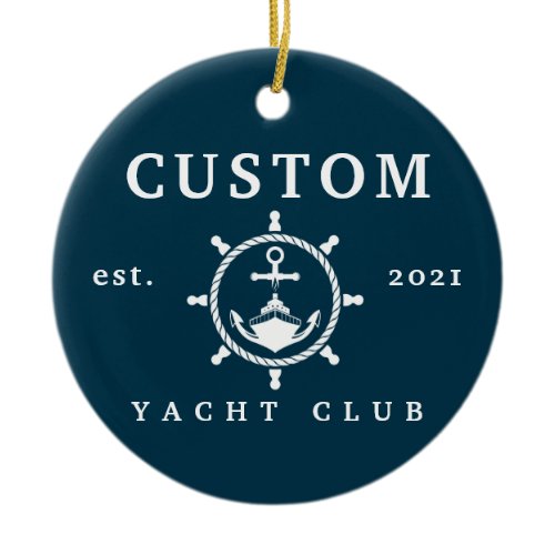 Custom Name Yacht Ornament, Custom Yacht Decor Ceramic Ornament