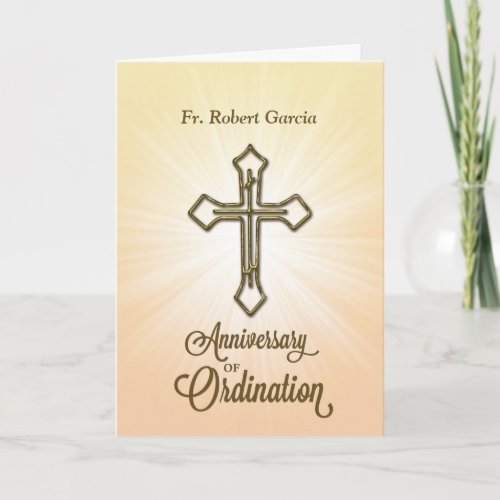 Custom Name  Year 1st Anniversary of Ordination Card