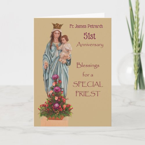 Custom Name  Year 51st Ordination Anniversary Card