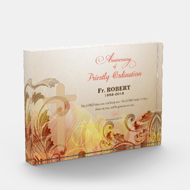 Custom Name & Year, 60th Priestly Ordination Acrylic Award (Left)