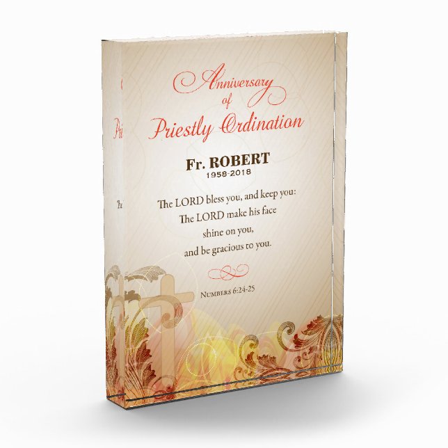 Custom Name & Year, 60th Priestly Ordination Acrylic Award (Left)