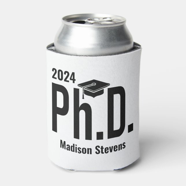 Custom name, year & color Ph.D. Can Cooler (Can Front)