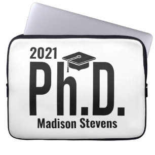 Custom name, year & color Ph.D. laptop sleeves