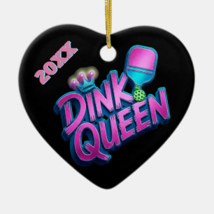 Custom Name Year Dink Queen Pickleball  Ceramic Ornament