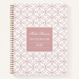 Custom Name & Year Dusty Rose Vector Pattern Notebook