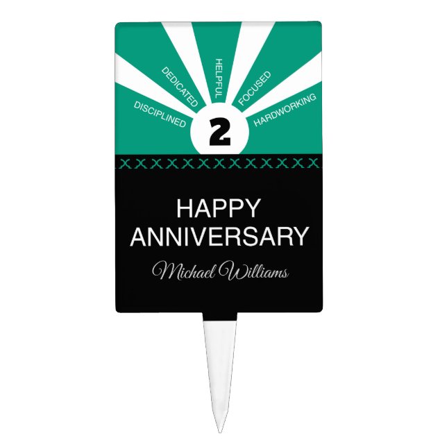 Custom Name & Year, Employee Anniversary Cake Topper (Front)