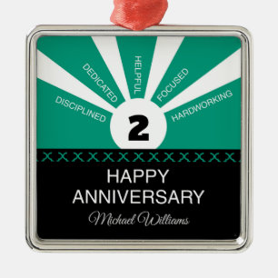 Custom Name & Year, Employee Anniversary Metal Ornament