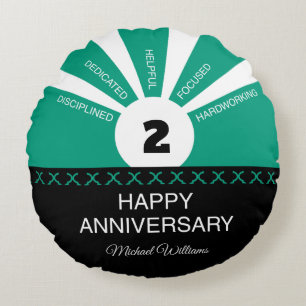 Custom Name & Year, Employee Anniversary Round Pillow
