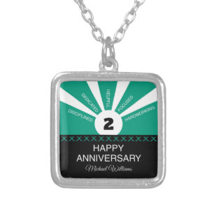 Custom Name & Year, Employee Anniversary Silver Plated Necklace