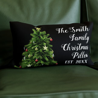Custom Name Year Est Family Christmas Pillow