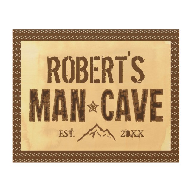 Custom Name & Year Man Cave Wood Wall Sign (Front)