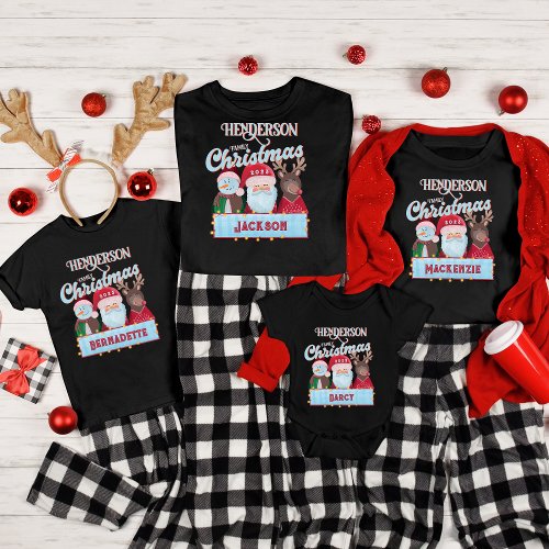 Custom Name Year Matching Santa Family Christmas T_Shirt