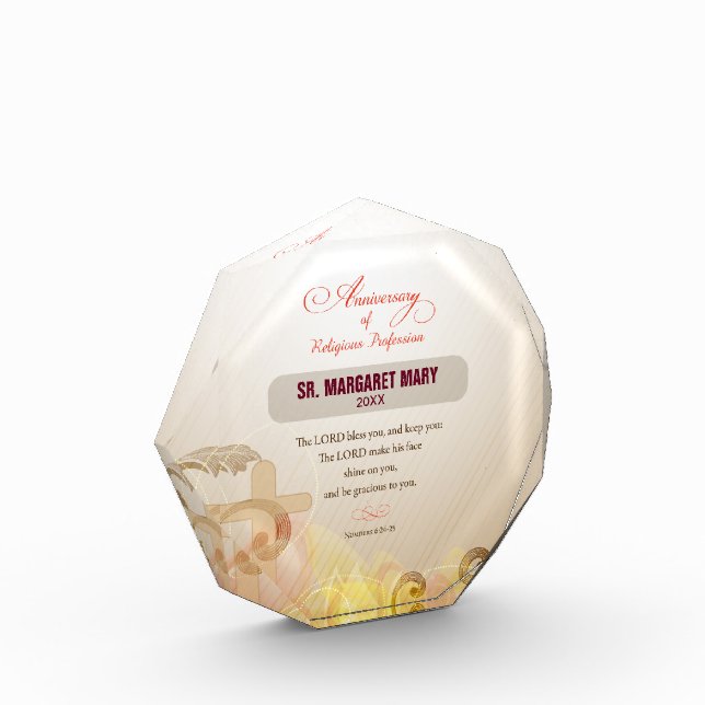 Custom Name & Year Nun, 60th Anniversary Religious Acrylic Award (Left)