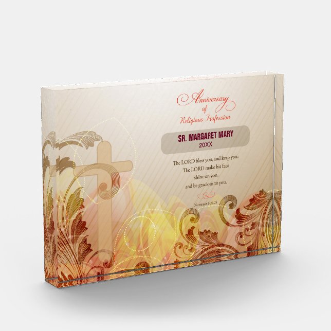 Custom Name & Year Nun, 60th Anniversary Religious Award (Left)