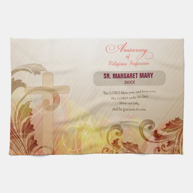 Custom Name & Year Nun, 60th Anniversary Religious Kitchen Towel (Horizontal)