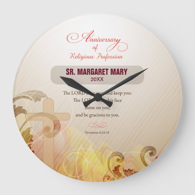 Custom Name & Year Nun, 60th Anniversary Religious Large Clock (Front)
