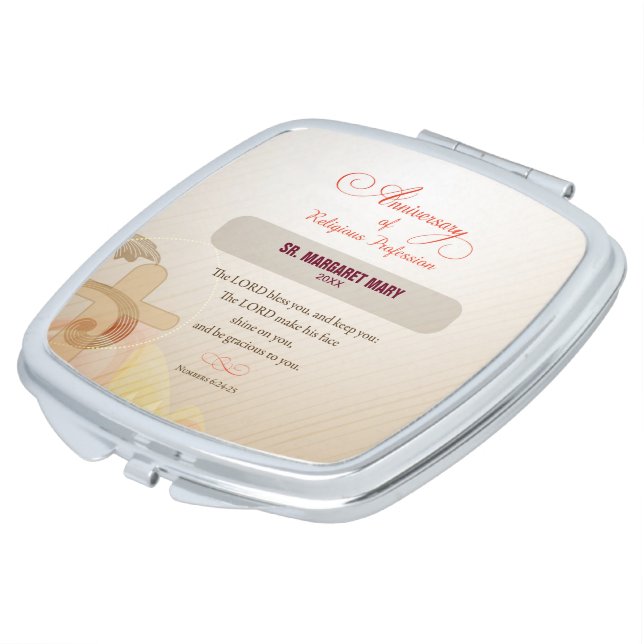 Custom Name & Year Nun, 60th Anniversary Religious Makeup Mirror (Turned)