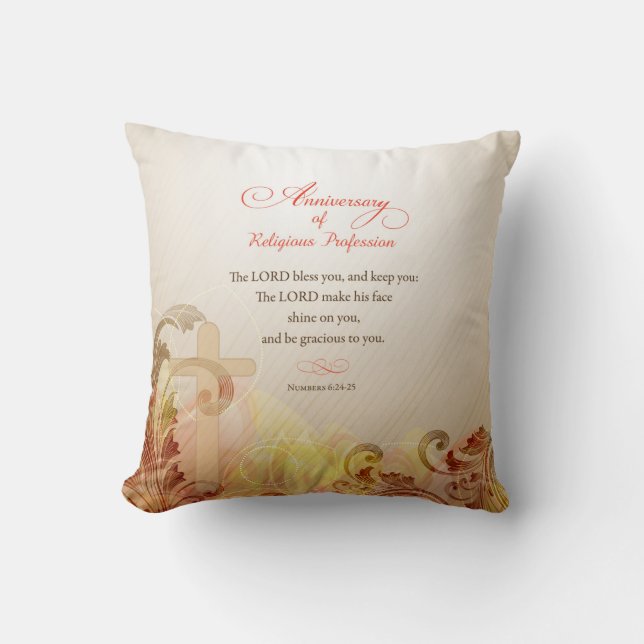 Custom Name & Year Nun, 60th Anniversary Religious Throw Pillow (Front)