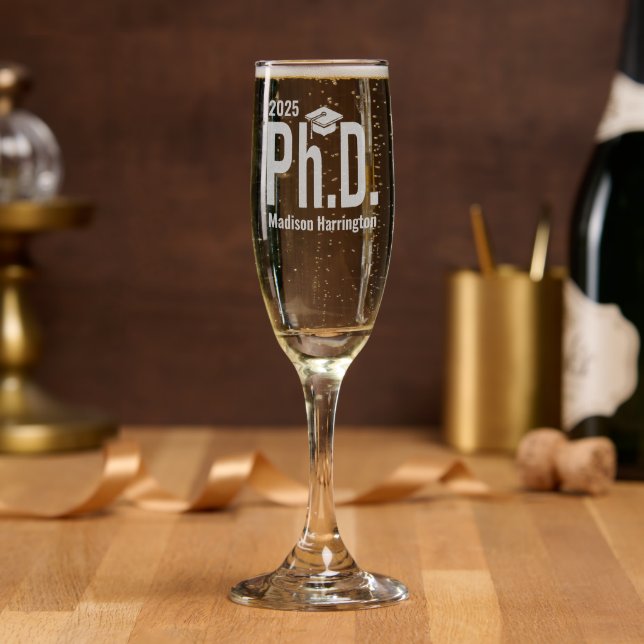 Custom Name & Year Ph.D. Champagne Flute (Party)