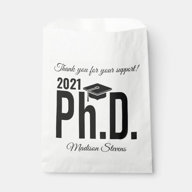 Custom name & year Ph.D. Favor Bag (Front)