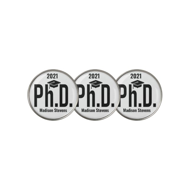 Custom name & year Ph.D. Golf Ball Marker (3 Up)