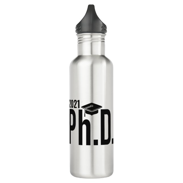 Custom name & year Ph.D. Stainless Steel Water Bottle (Left)
