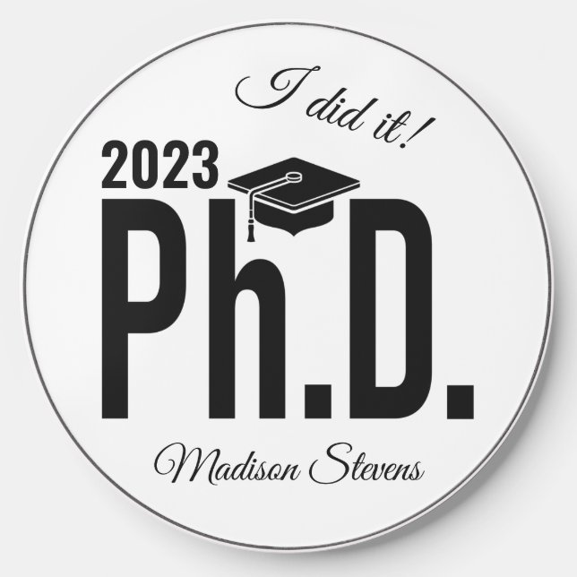 Custom name & year Ph.D. Wireless Charger (Front)