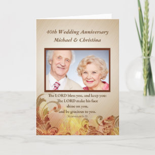 Custom Name, Year, Photo 40th Wedding Anniversary, Card