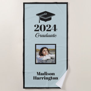 Custom Name, Year, Photo & Color Graduation Beach Towel