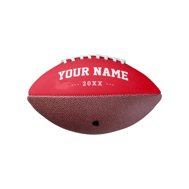 Custom name year red mini football (Rotated 270)