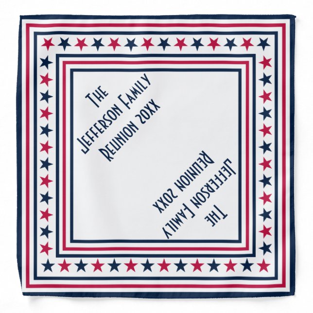 Custom Name Year Stars n Stripes Red White Blue Bandana (Front)