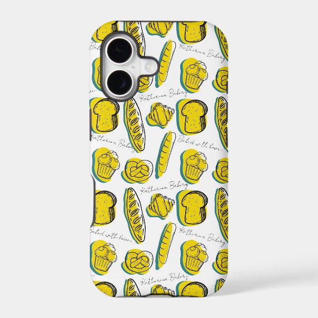 Custom Name Yellow Bakery Pattern Iphone Case (Back)