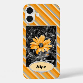 Custom Name Yellow Daisy Photograph iPhone 16 Plus Case