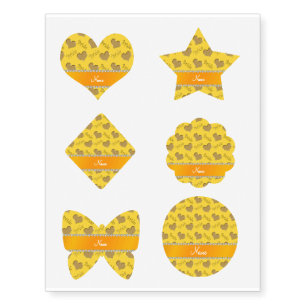Custom name yellow gold bride hearts temporary tattoos
