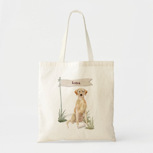 Custom Name Yellow Lab Pet Dog Tote Bag (Front)