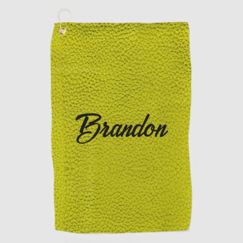 Custom name yellow leather golf towel
