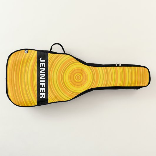 Custom Name + Yellow & Orange Circular Pattern Guitar Case (Front)