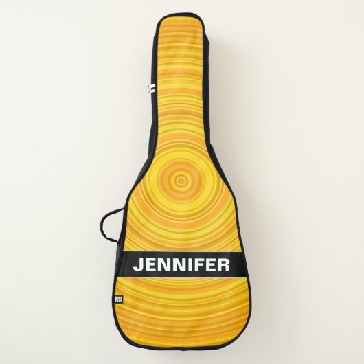 Custom Name + Yellow & Orange Circular Pattern Guitar Case (Front)