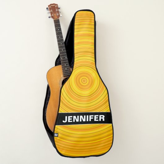 Custom Name + Yellow & Orange Circular Pattern Guitar Case (Front)
