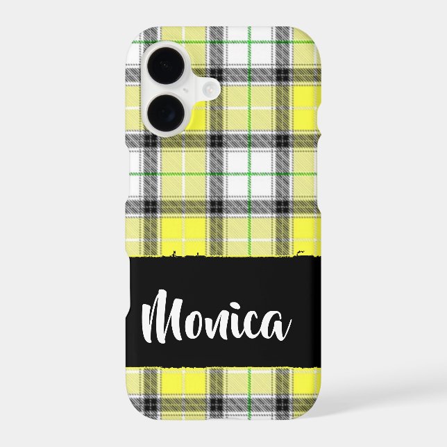 Custom name yellow plaid pattern Case-Mate iPhone case (Back)