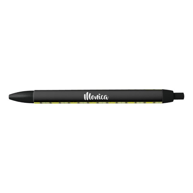 Custom name yellow plaid pattern pen (Front)