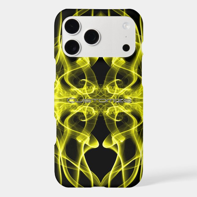 Custom Name Yellow Smoke Symmetrical Black Case-Mate iPhone Case (Back)