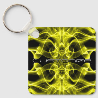 Custom Name Yellow Smoke Symmetrical Black Keychain