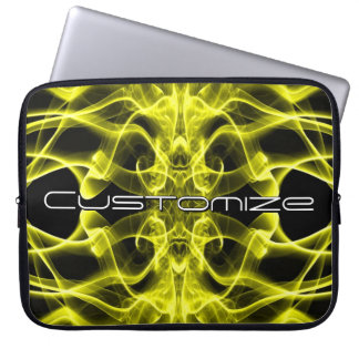 Custom Name Yellow Smoke Symmetrical Black Laptop Sleeve