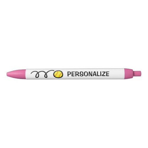 Custom name yellow softball sports logo pen