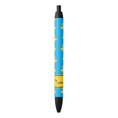 Custom name yellow stripe sky blue rubber duck black ink pen