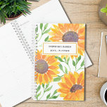 Custom Name Yellow Sunflower  Planner<br><div class="desc">This floral Planner is decorated with yellow watercolor sunflowers and green leaves.
Easily customizable with your name and year.
Because we create our artwork you won't find this exact image from other designers.
Original Watercolor © Michele Davies.</div>