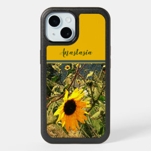 Custom Name Yellow Sunflowers Vintage Texture iPhone 15 Case