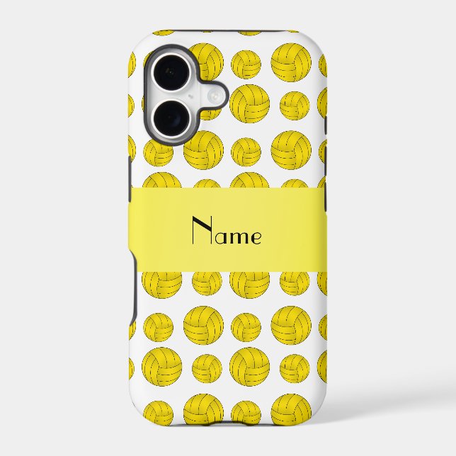 Custom name yellow volleyball pattern iphone case (Back)